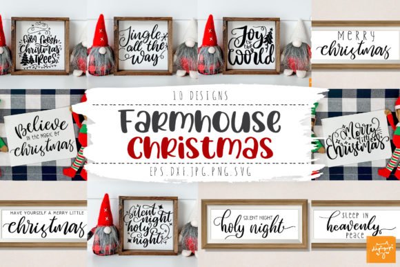 Farmhouse Christmas Bundle Graphics previews.