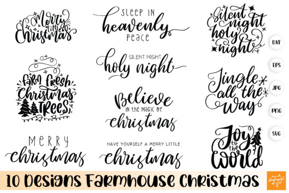 Farmhouse Christmas Bundle Graphics.