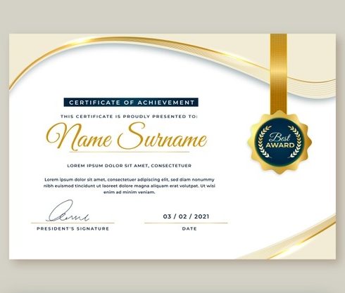 Golden Professional Certificate Design cover image.