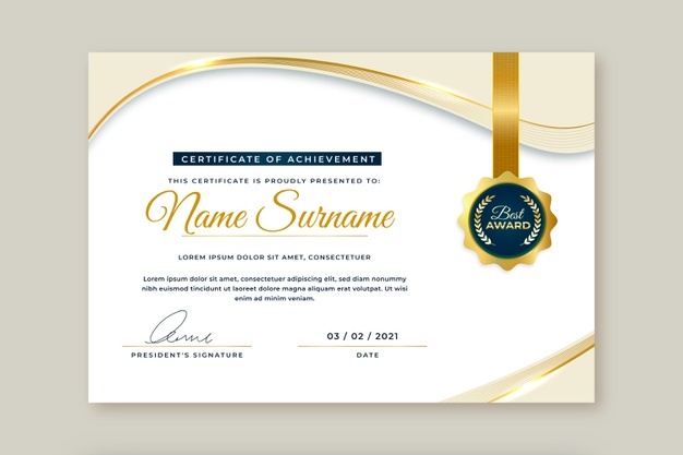 Golden Professional Certificate Design cover image.