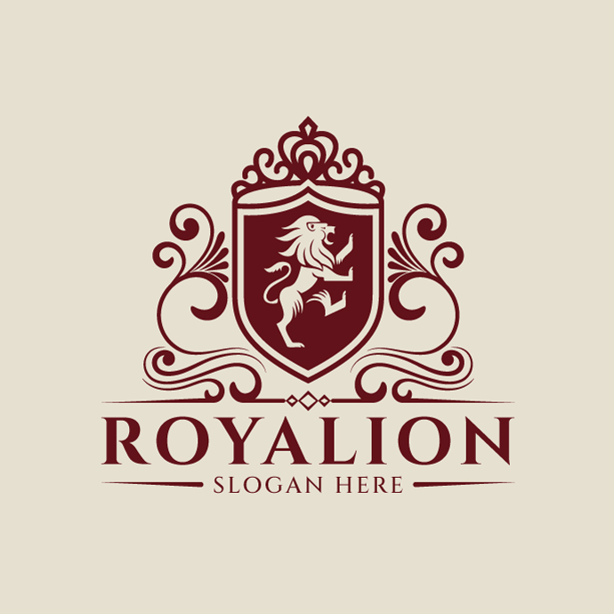 Heraldry lion logo design template