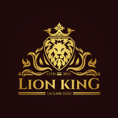 Heraldry lion luxury logo design template 1