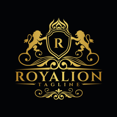 Heraldry lion luxury logo design template 2