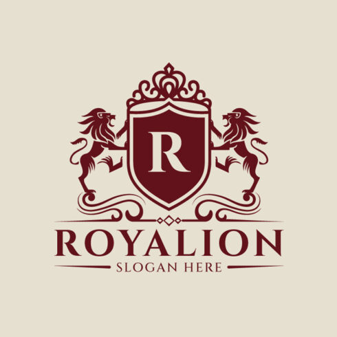 Heraldry lion luxury logo template