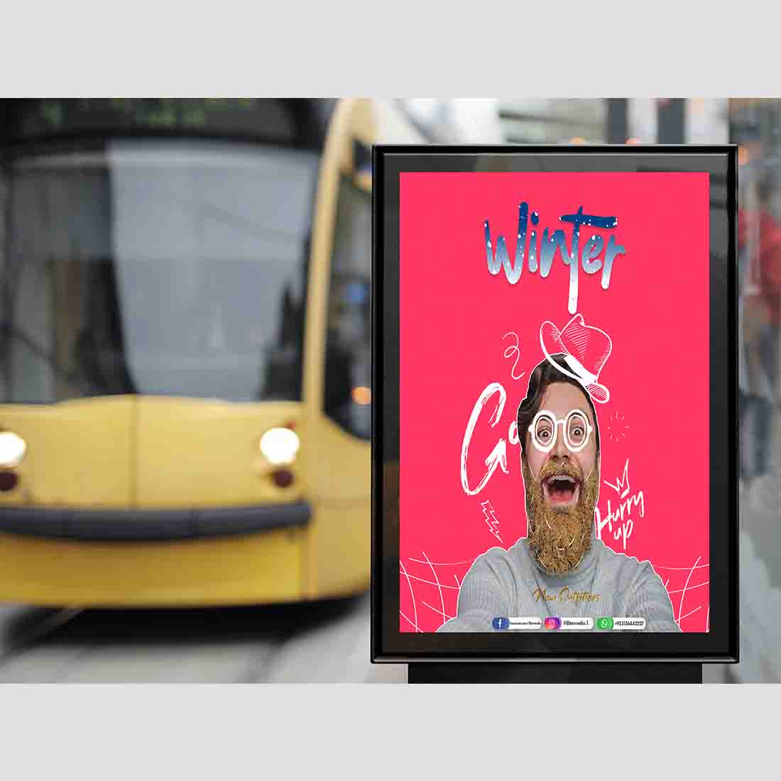 Outdoor Bus Stop Advertisement Vertical Billboard Poster Mockup PSD 2018 copy