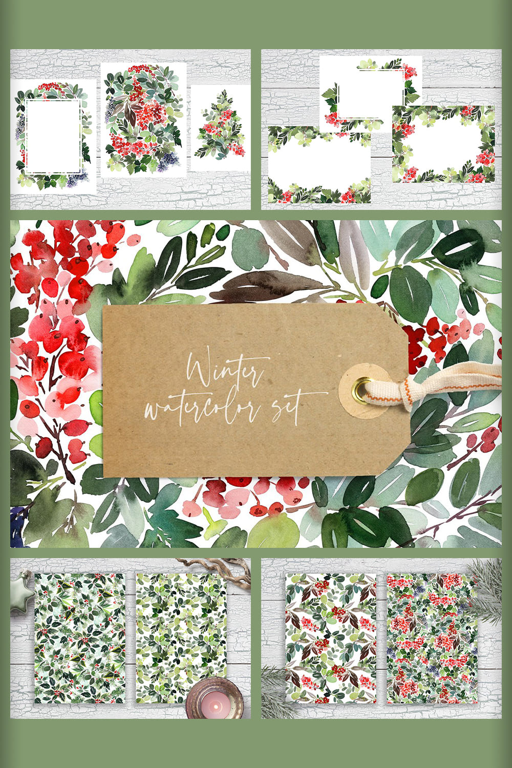 Watercolor frames with flowers.