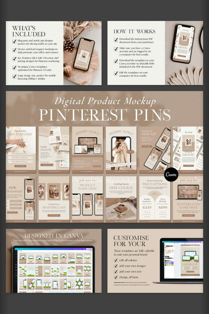 Digital Product Pinterest Pins CANVA – MasterBundles