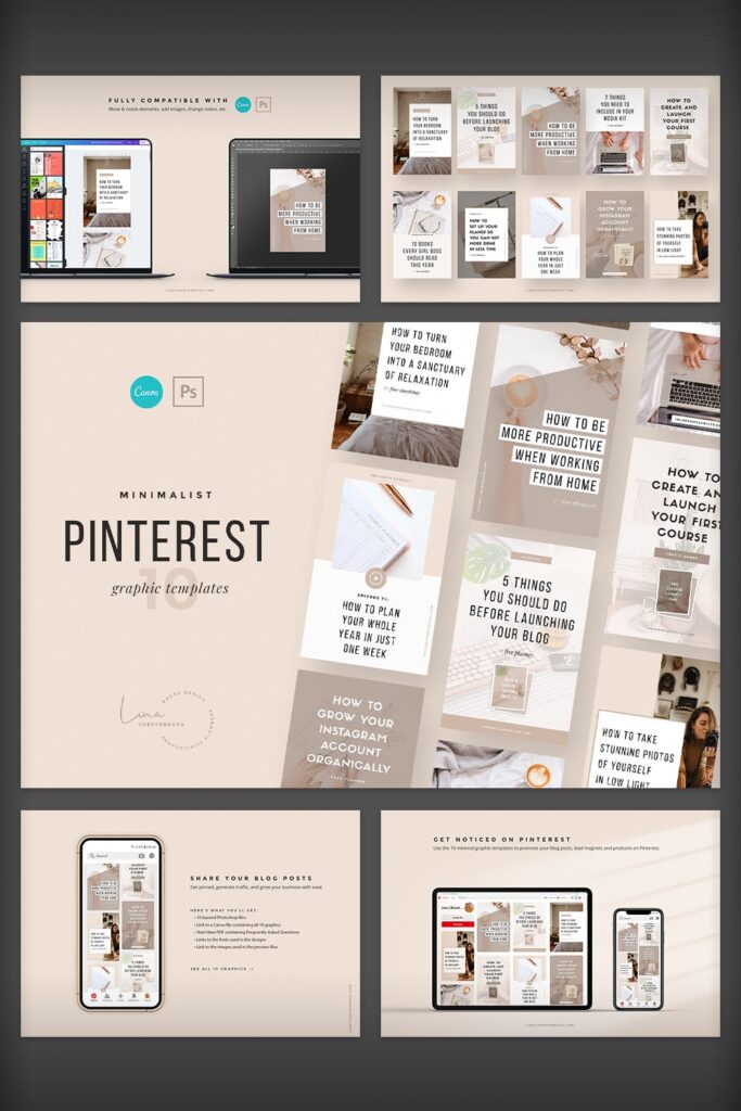 Minimalist Pinterest Templates – MasterBundles