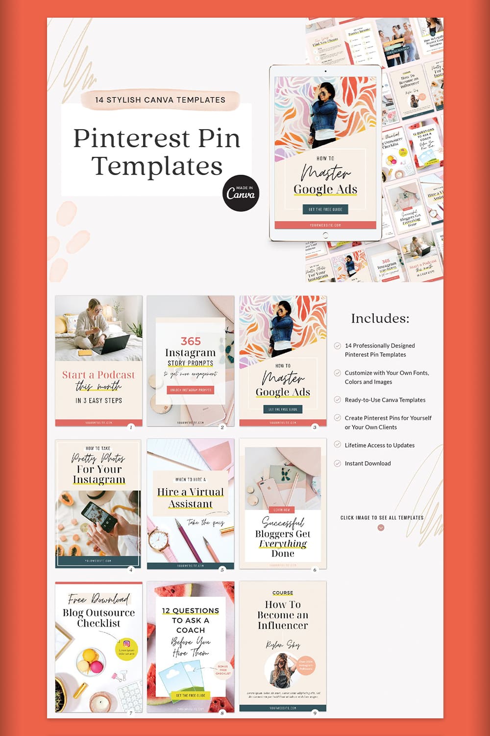 Pinterest - Pinterest Pin Template for Canva.