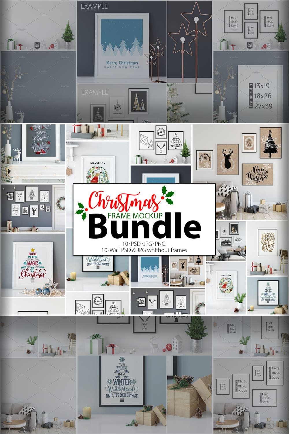 Pinterest - Christmas Frame Mockup Bundle.