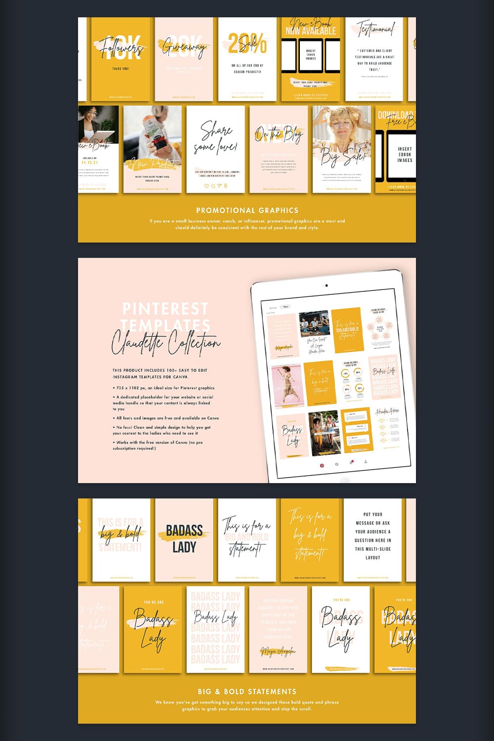 Bright Pinterest template in yellow.