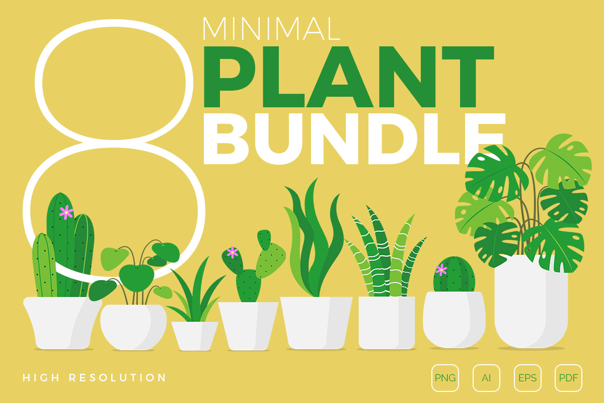 Minimal Plant Vector Illustrations facebook image.