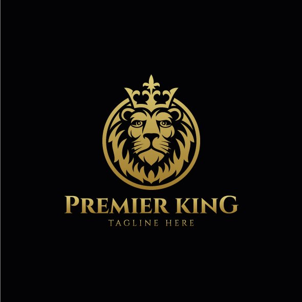 Premier King Lion Logo Template cover image.