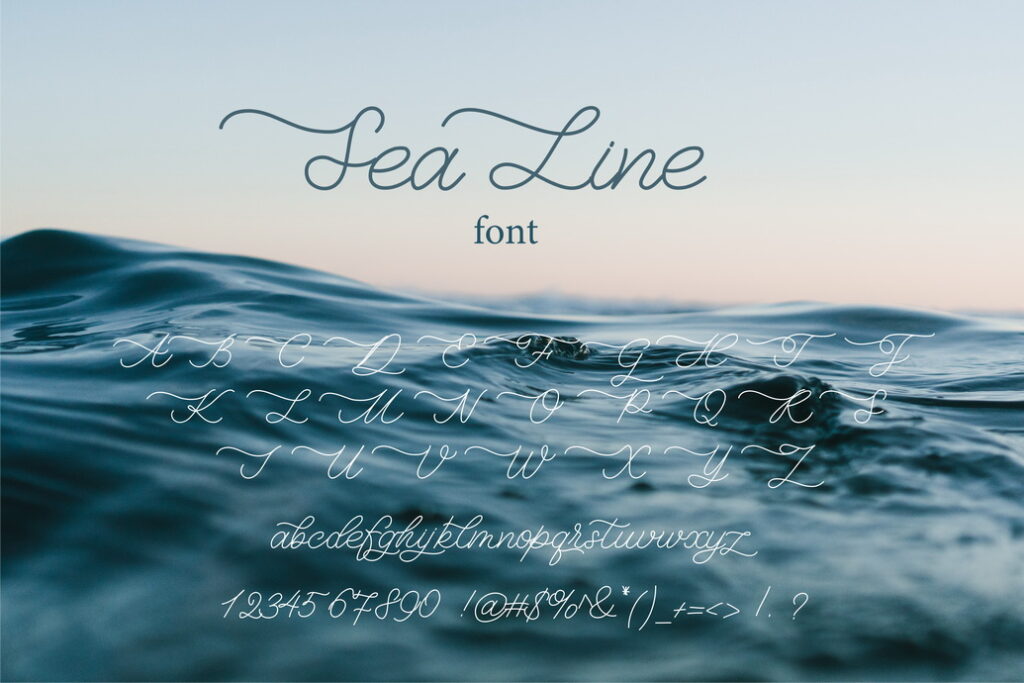 Sea Line Unique Monoline Script Font preview image.