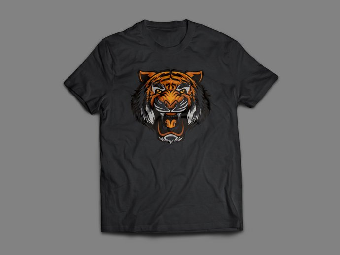 Tiger on the black t-shirt.