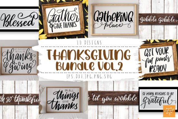 Thanksgiving Bundle Farmhouse Sign Graphics previews.