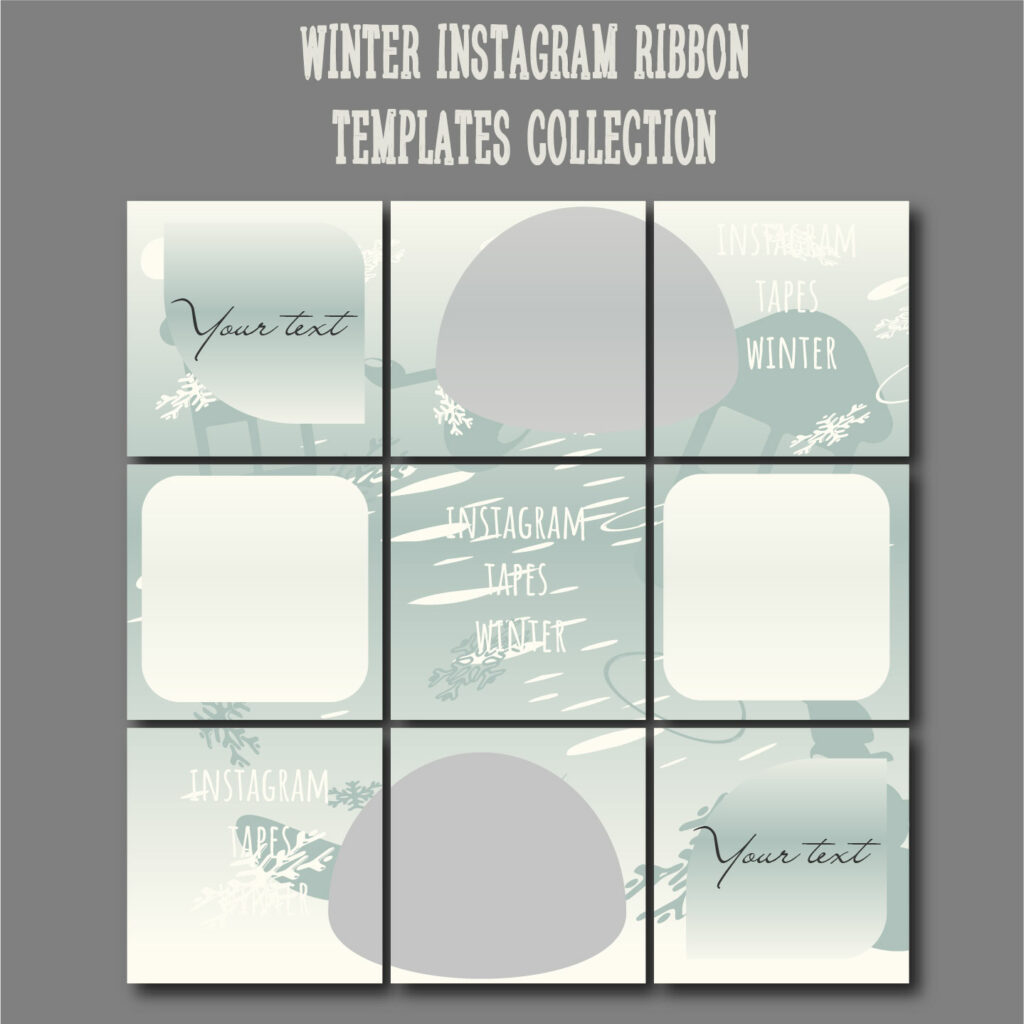 Winter instagram ribbon templates collection.