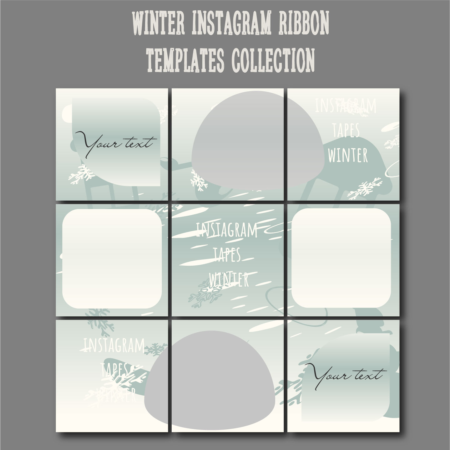 Winter instagram ribbon templates collection ad 1