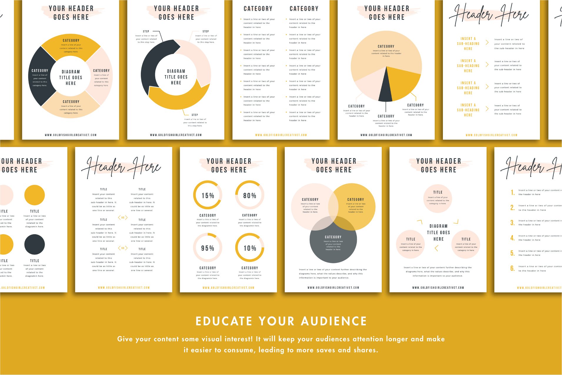 Template includes a lot of colorful infographics.