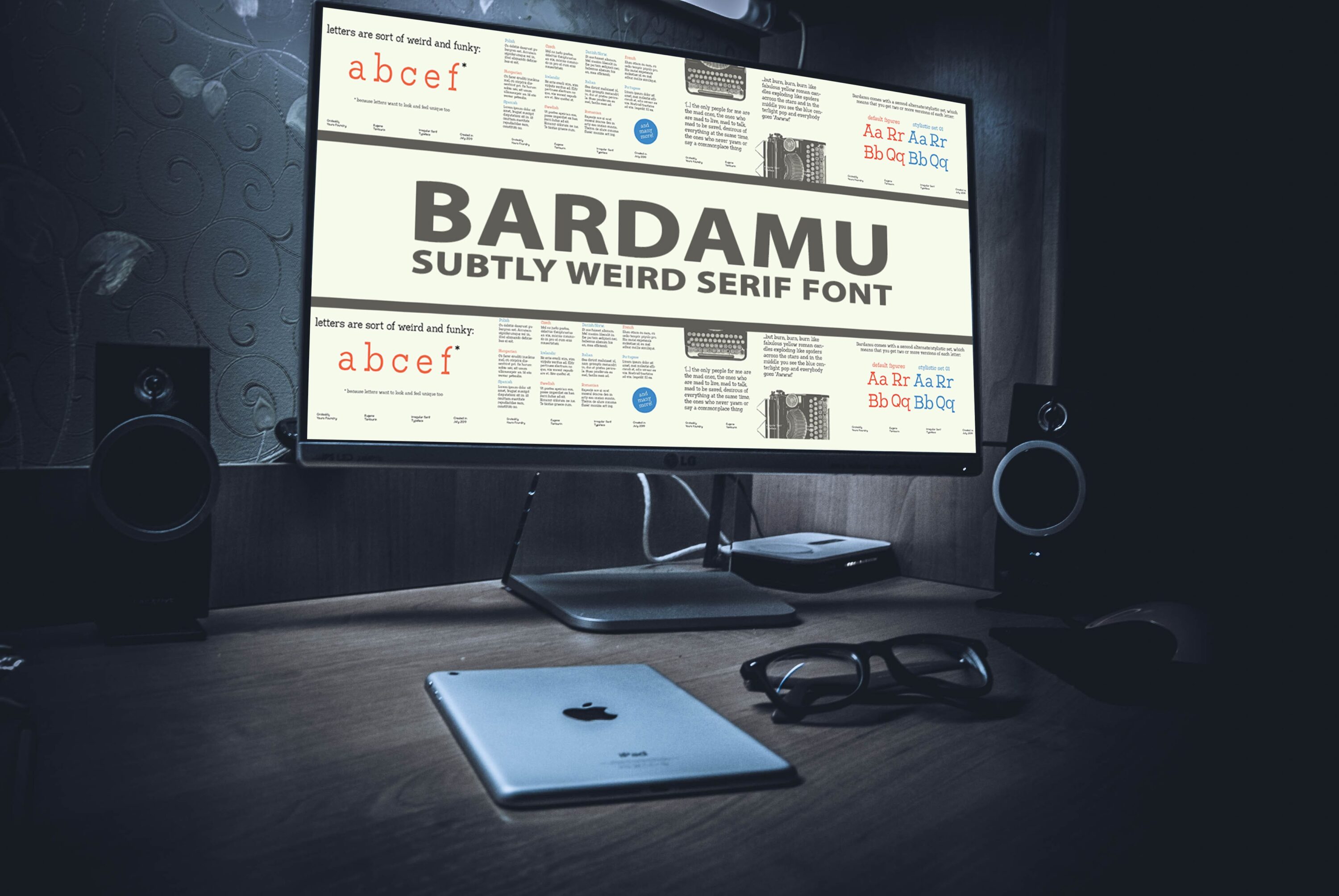 Desktop option of the Bardamu — Subtly Weird Serif Font.