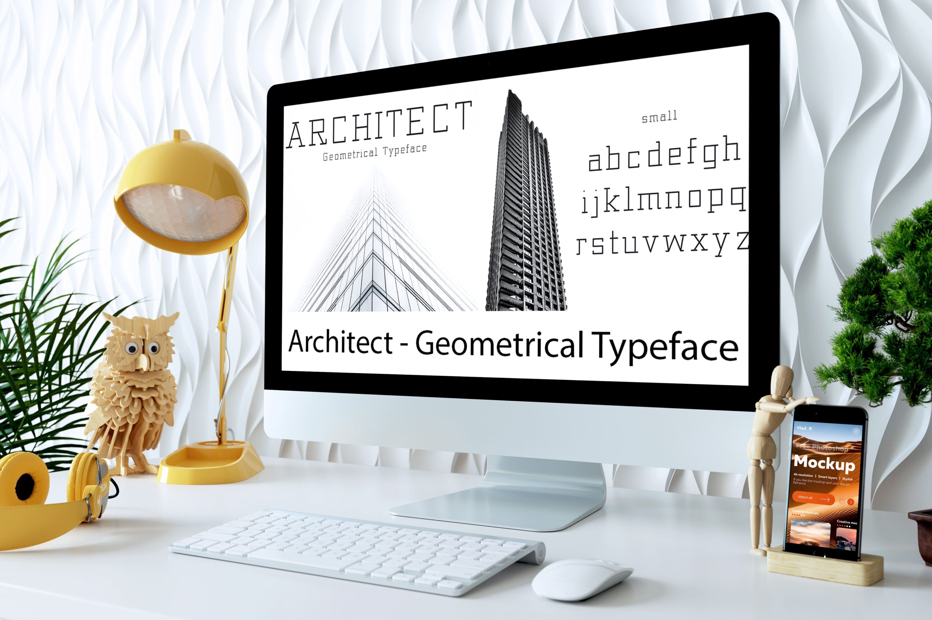 Desktop option of the Architect - Geometrical Typeface.