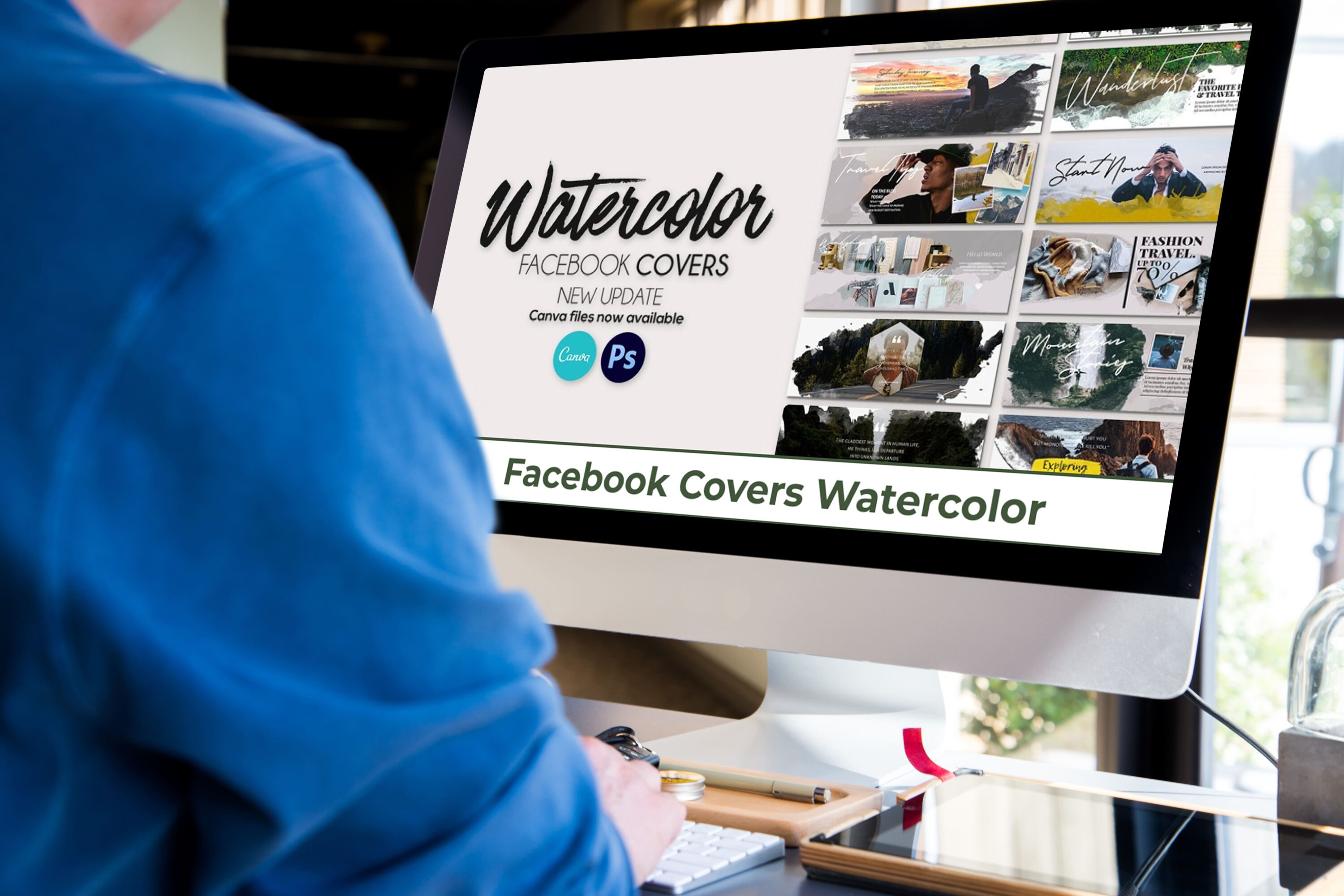 Desktop option of the Facebook Covers Watercolor.