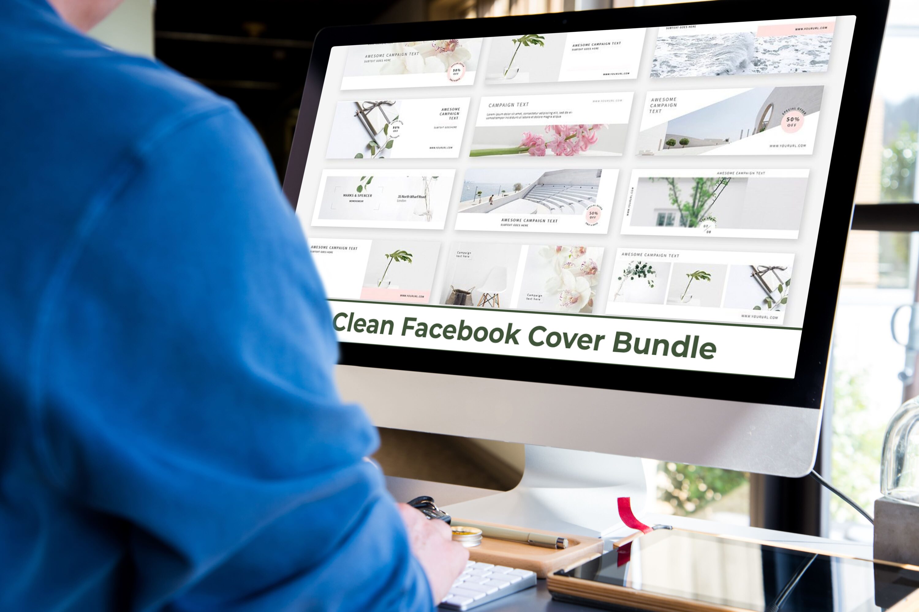Desktop option of the Clean Facebook Cover Bundle.