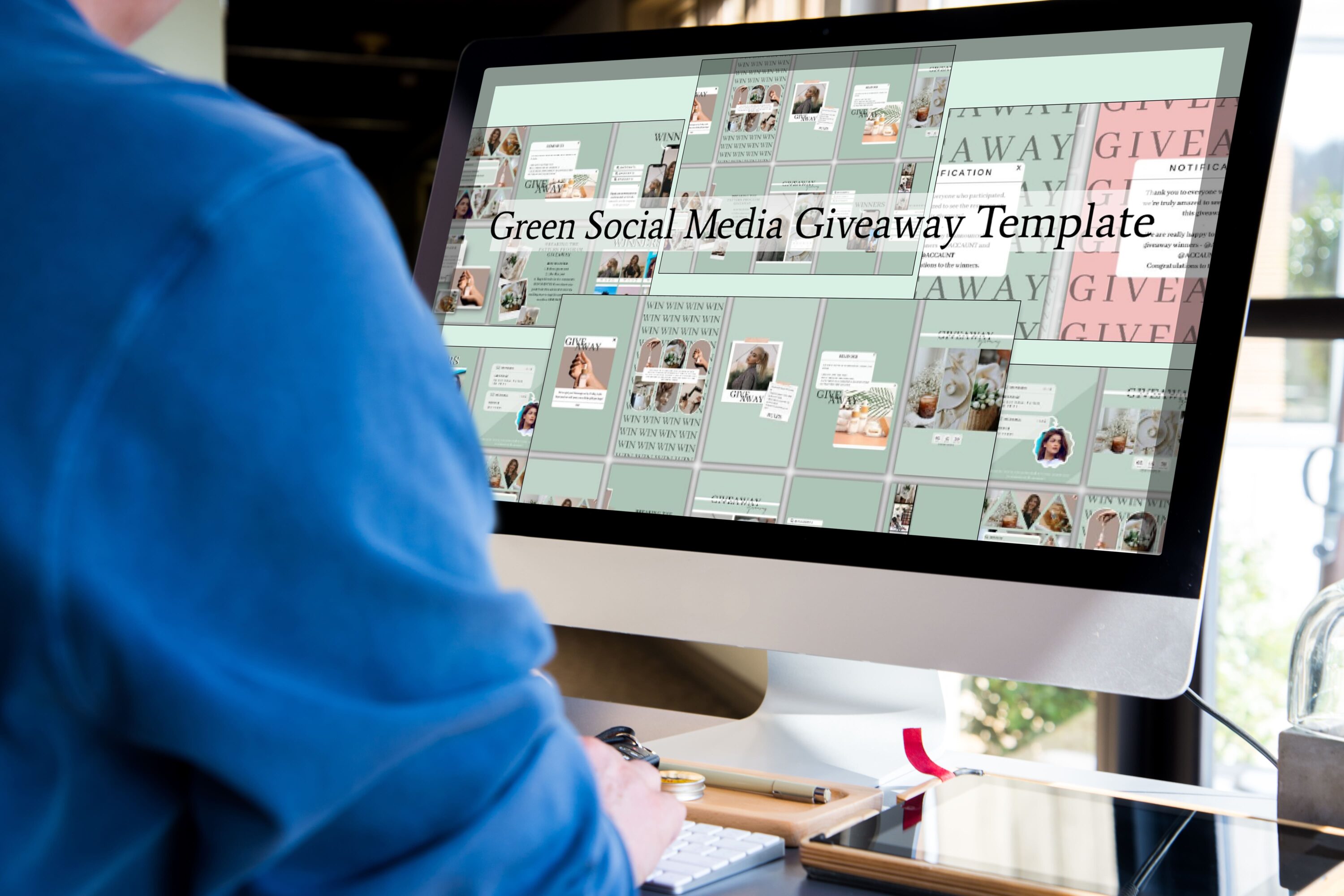 Desktop option of the Green Social Media Giveaway Template.