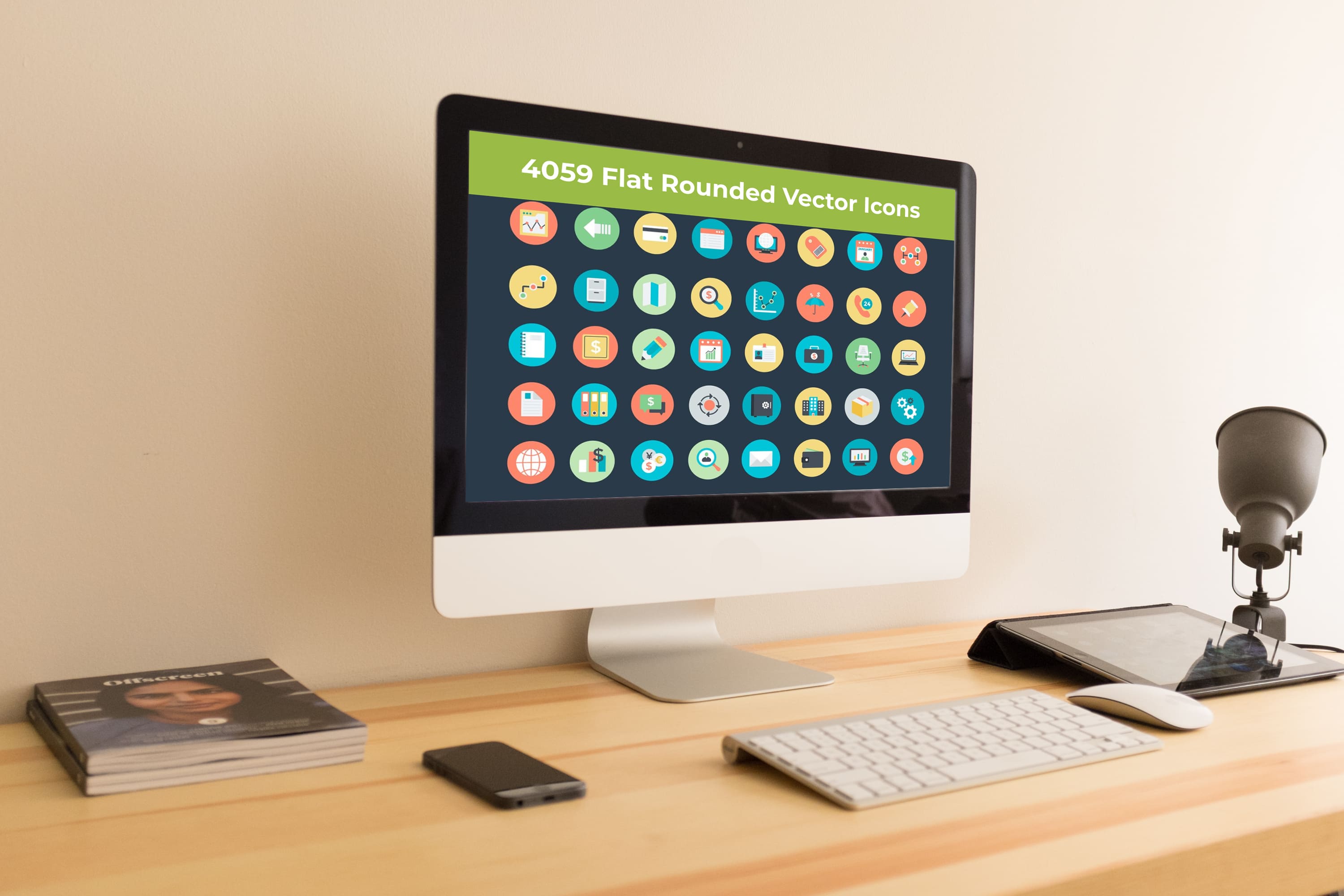 Desktop option of the 4059 Flat Rounded Vector Icons.