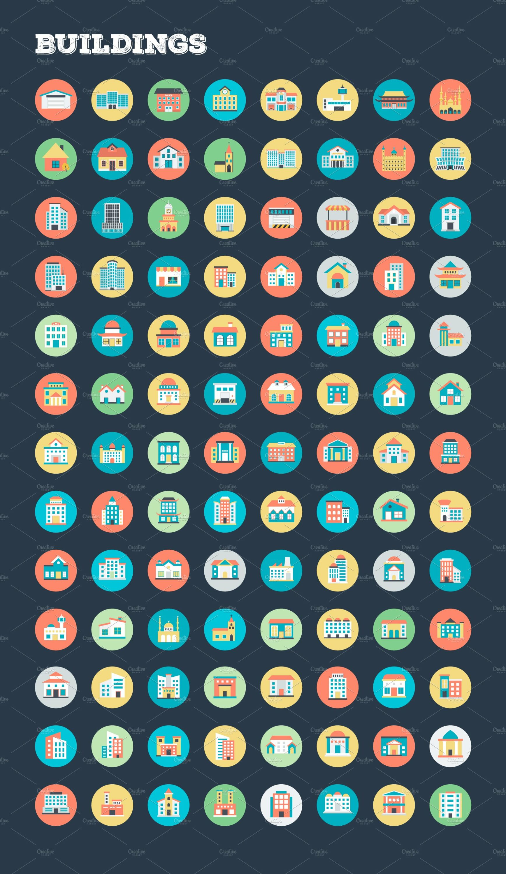 Colorful icons for building industry.