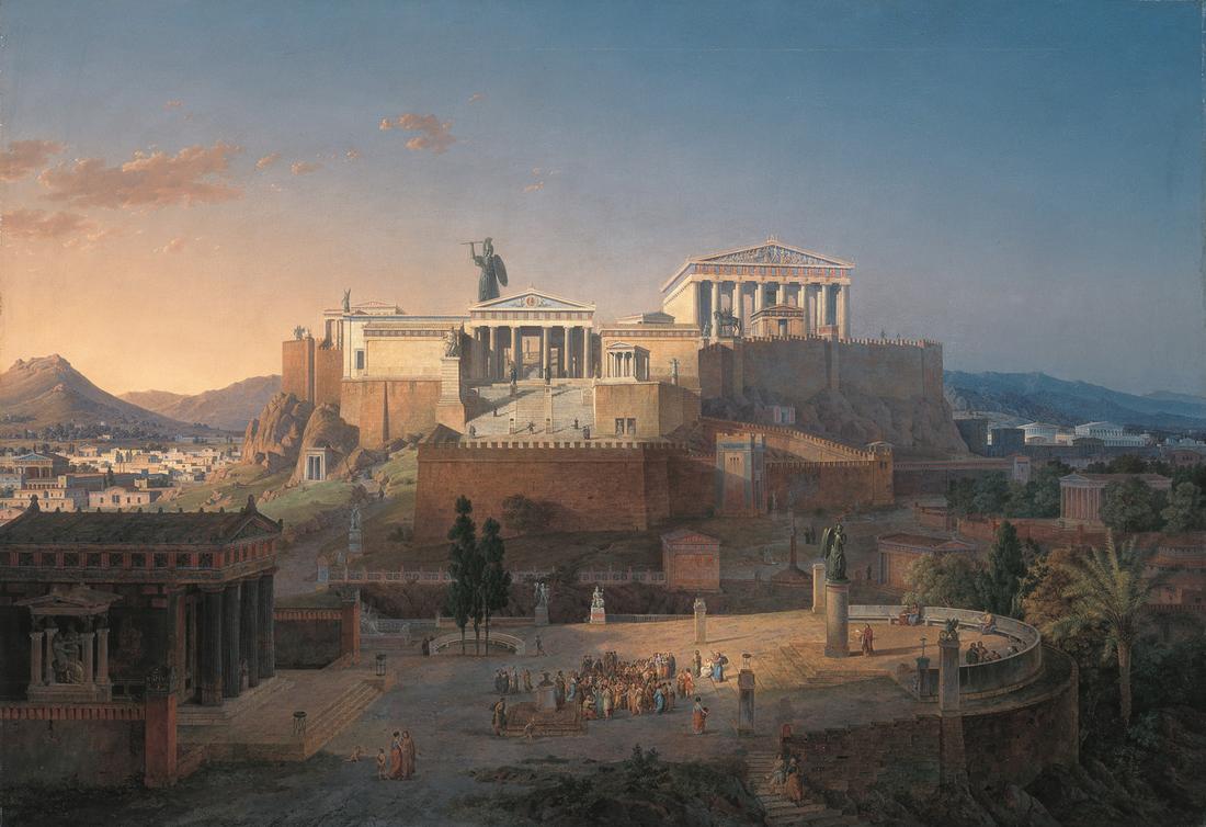 idealized reconstruction of acropolis of athens