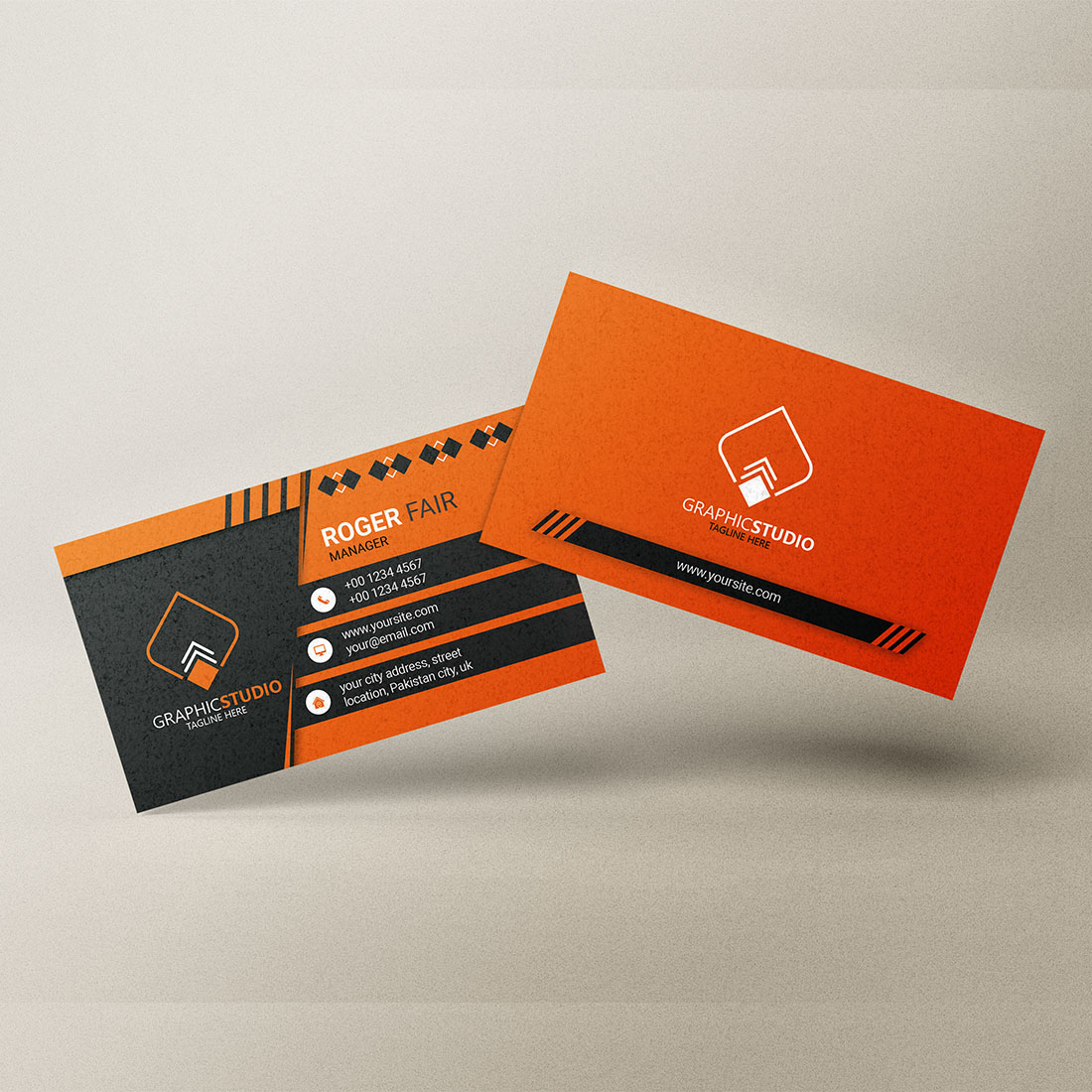 Creative Business Card Template orange color.