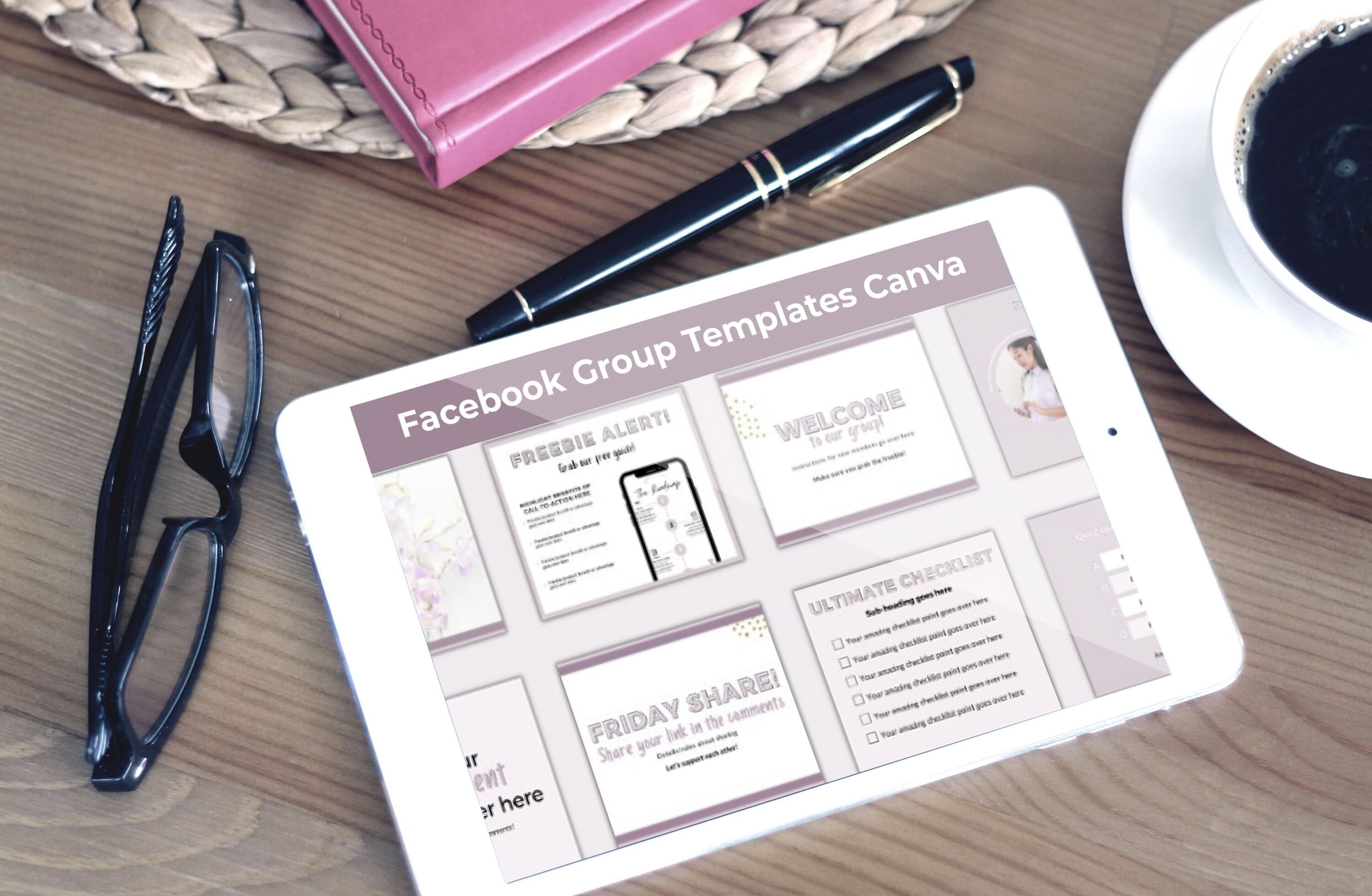 Tablet option of the Facebook Group Templates Canva.