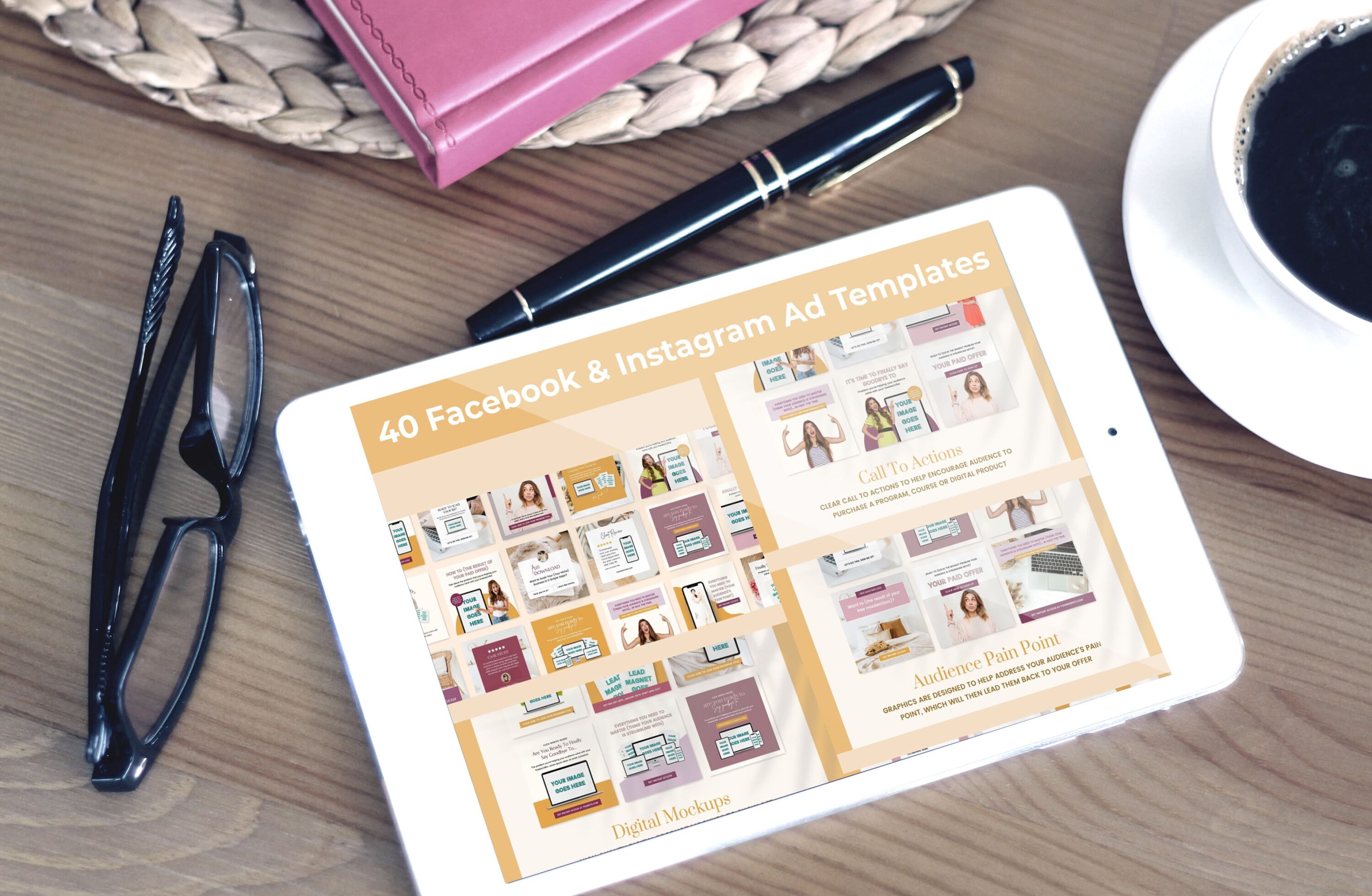 Tablet option of the 40 Facebook & Instagram Ad Templates.