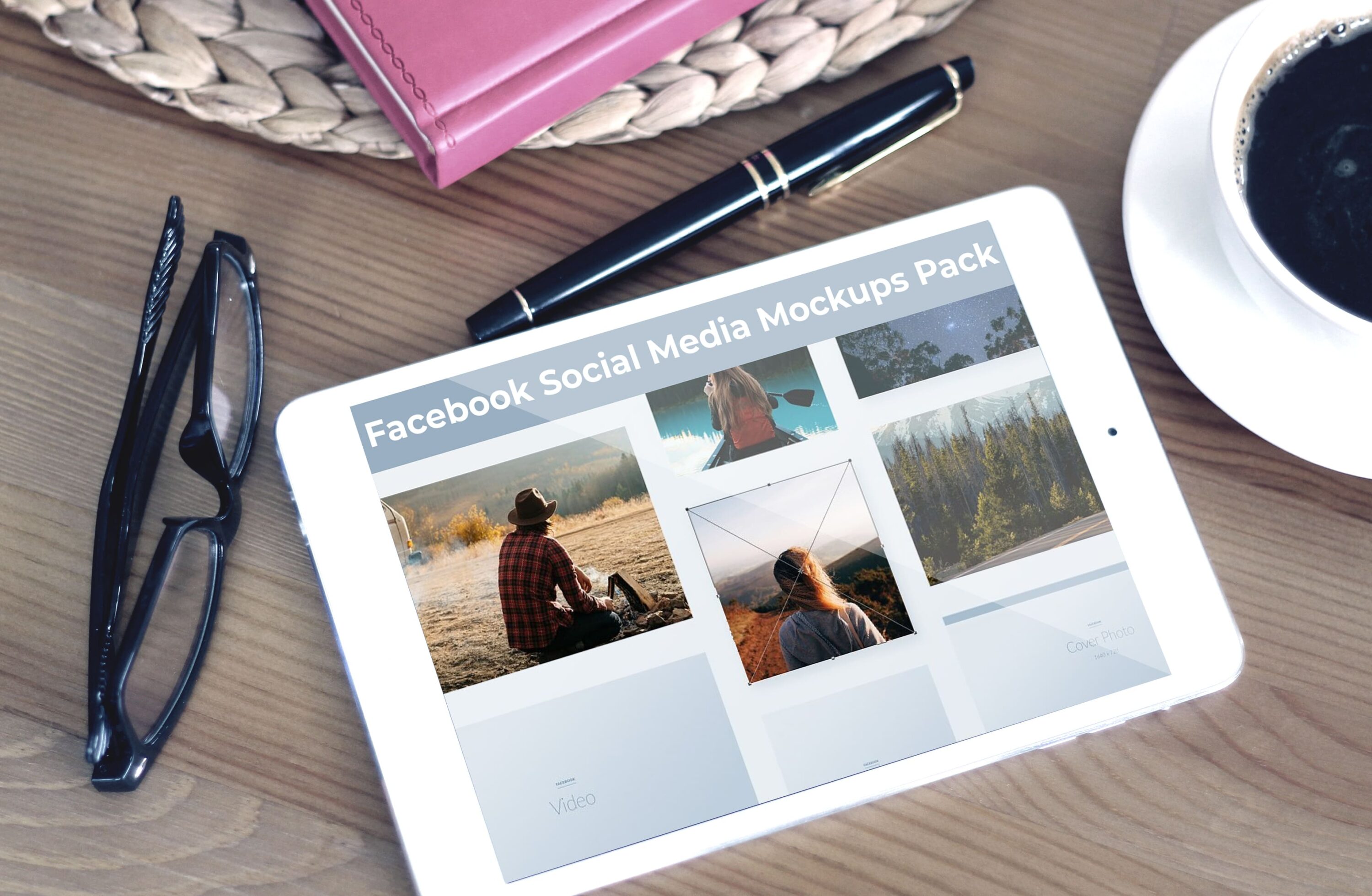 Tablet option of the Facebook Social Media Mockups Pack.