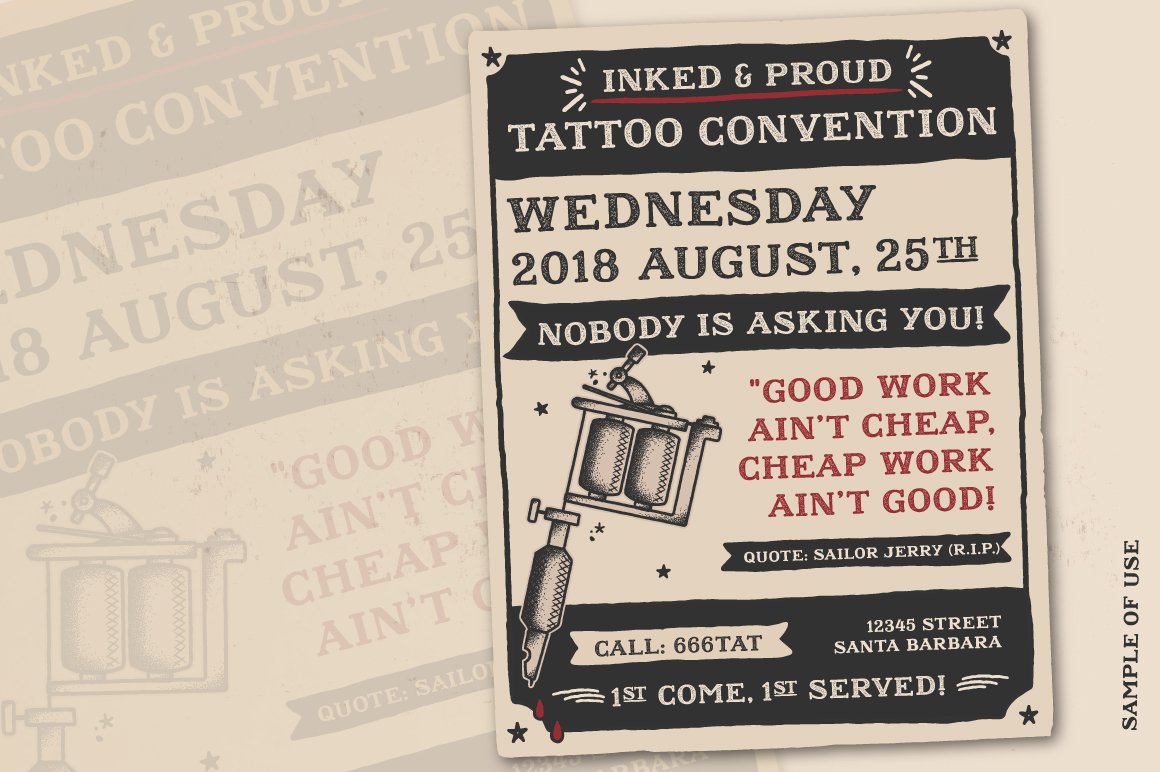 This font is a good option for a tattoo ad.
