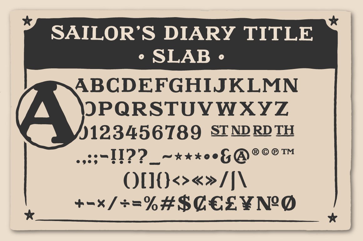 General view of Sailors Diary Title Slab font.