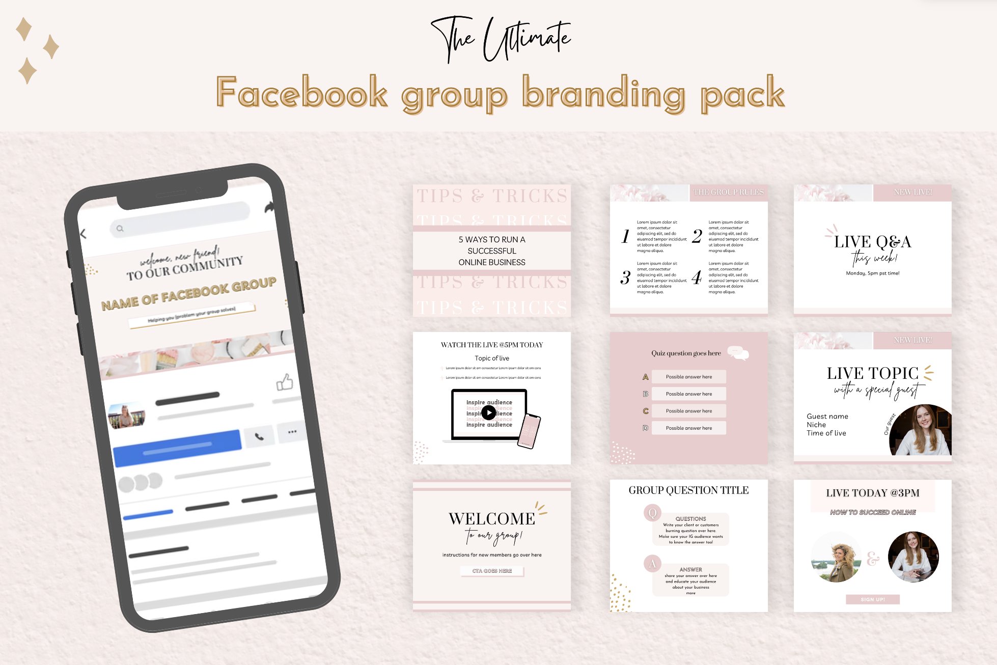 Facebook group branding pack.