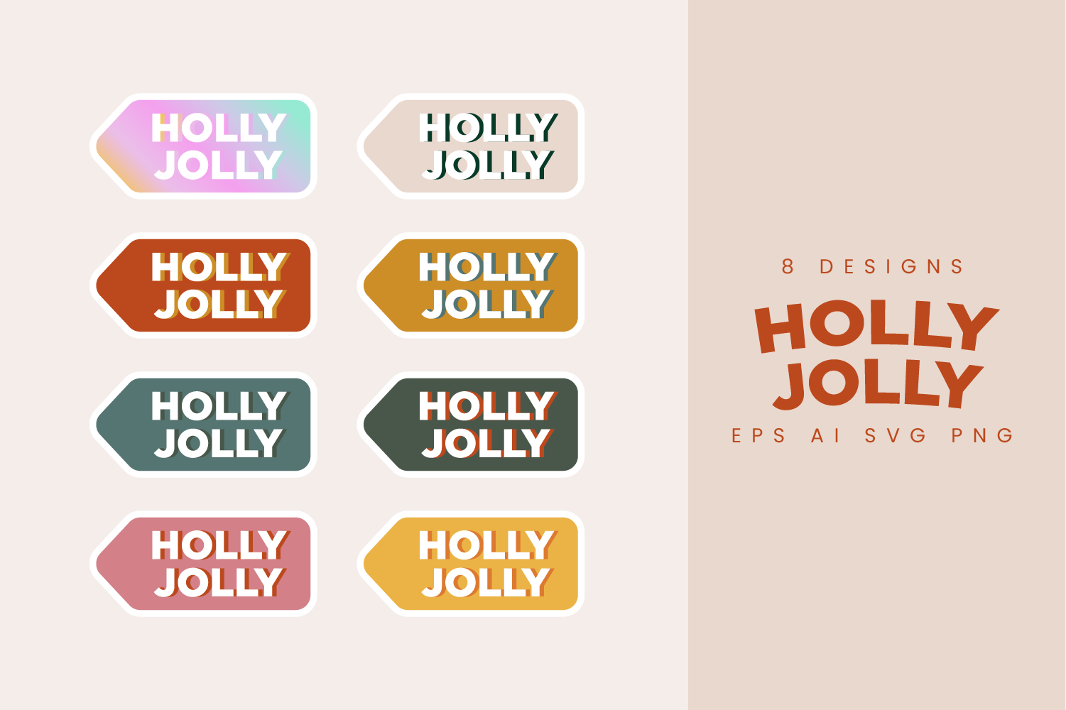 Cute Christmas Tag Holly Jolly Bundle facebook preview.