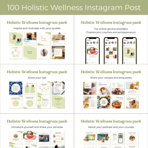 100 Holistic Wellness Instagram Post main cover.