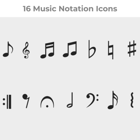 16 Music Notation Icons main cover.