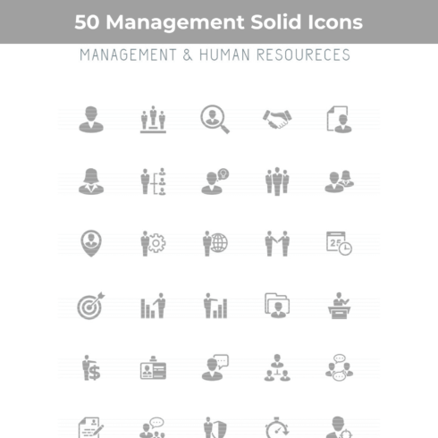 50 Management Solid Icons main cover.