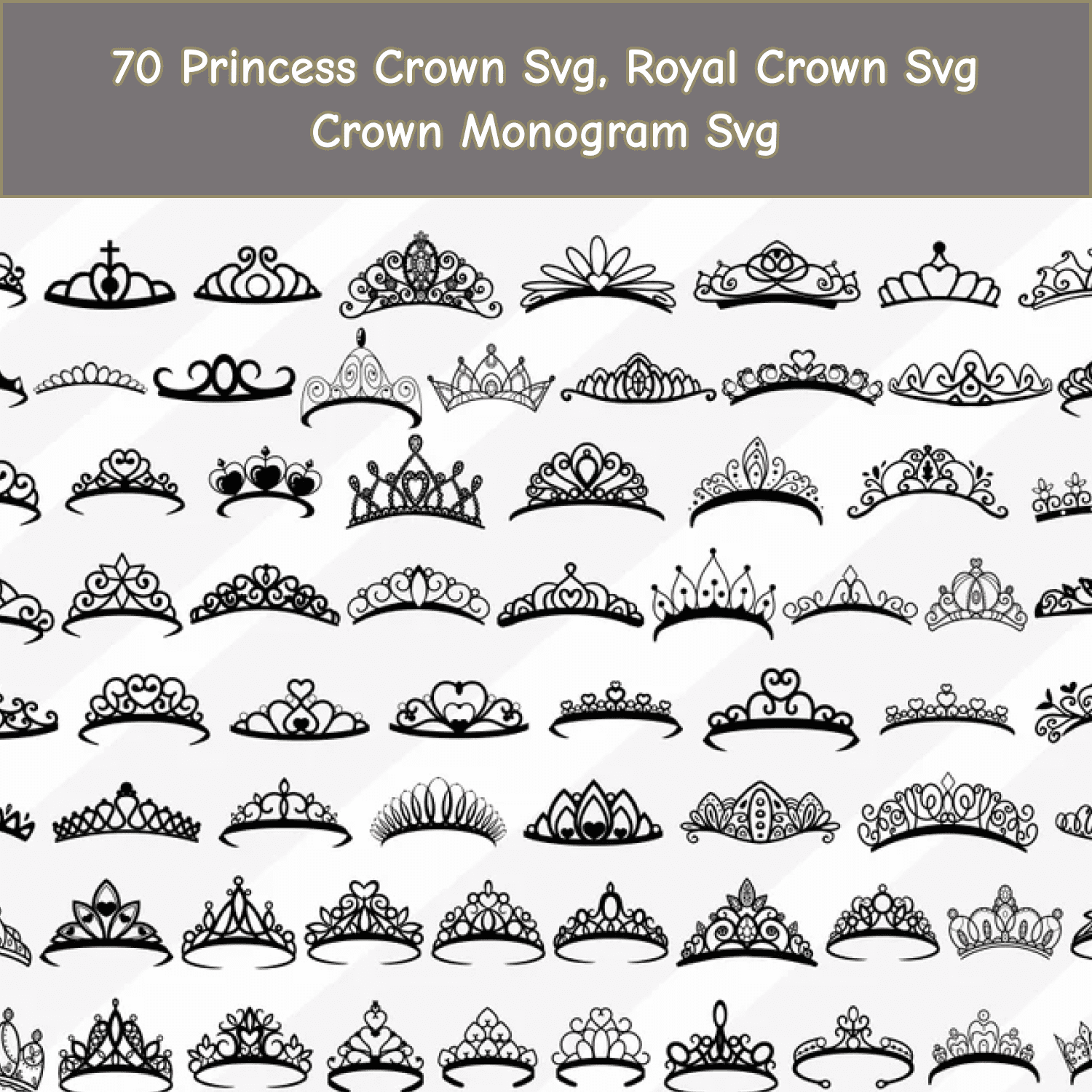 70 Princess Crown Monogram Svg image.