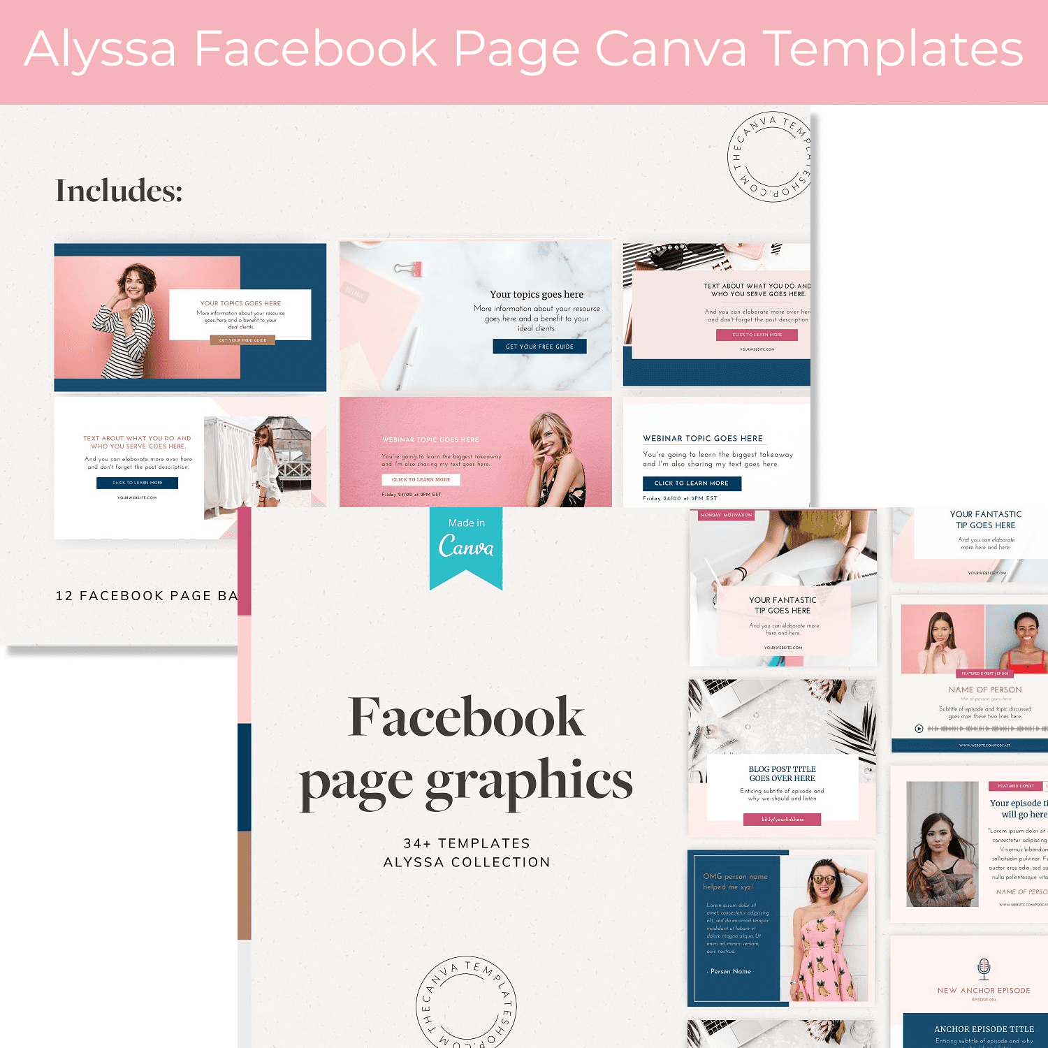 Alyssa Facebook Page Canva Templates main cover.