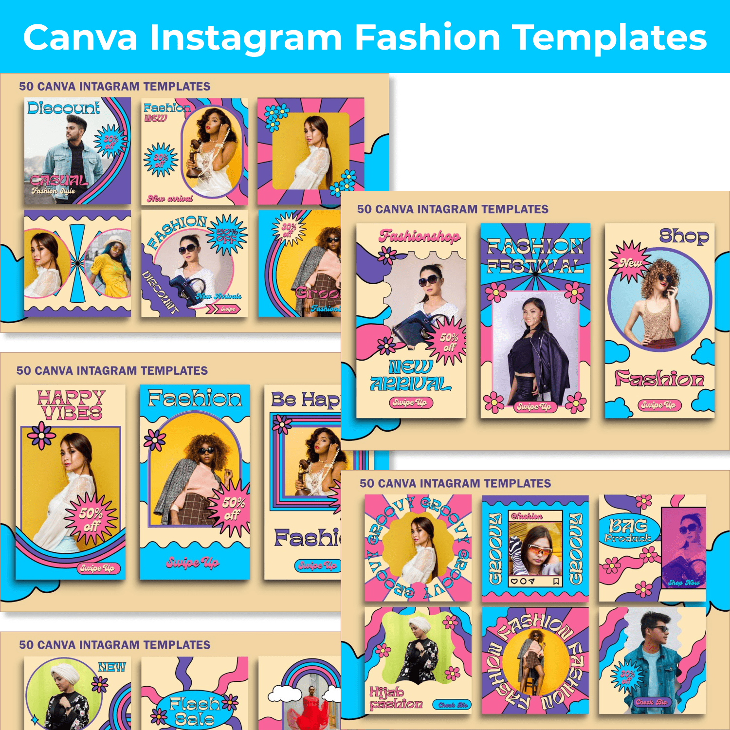 Canva Instagram Fashion Templates main cover.