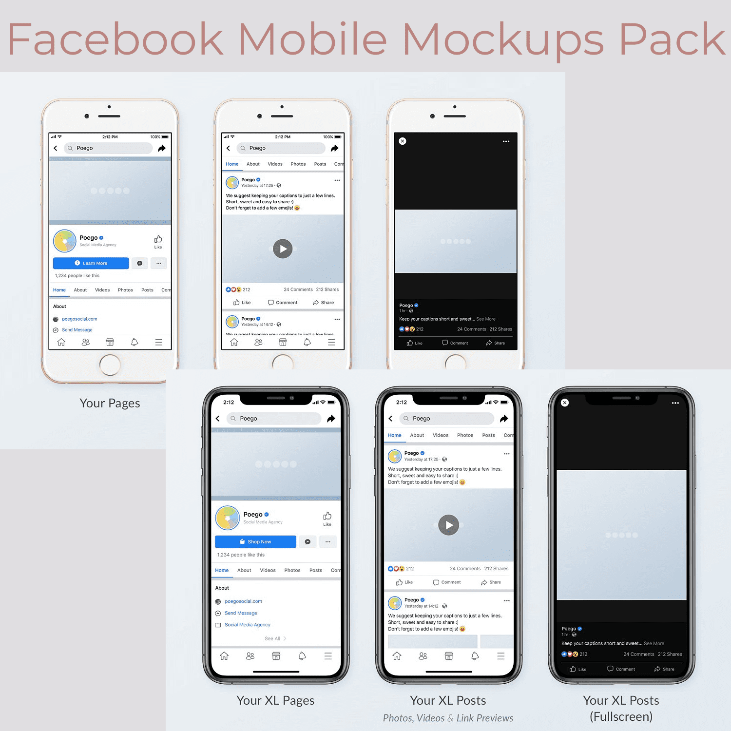 Facebook Mobile Mockups Pack main cover.
