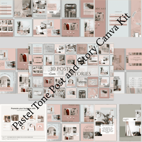 Pastel Tone Post and Story Canva Kit main cover.