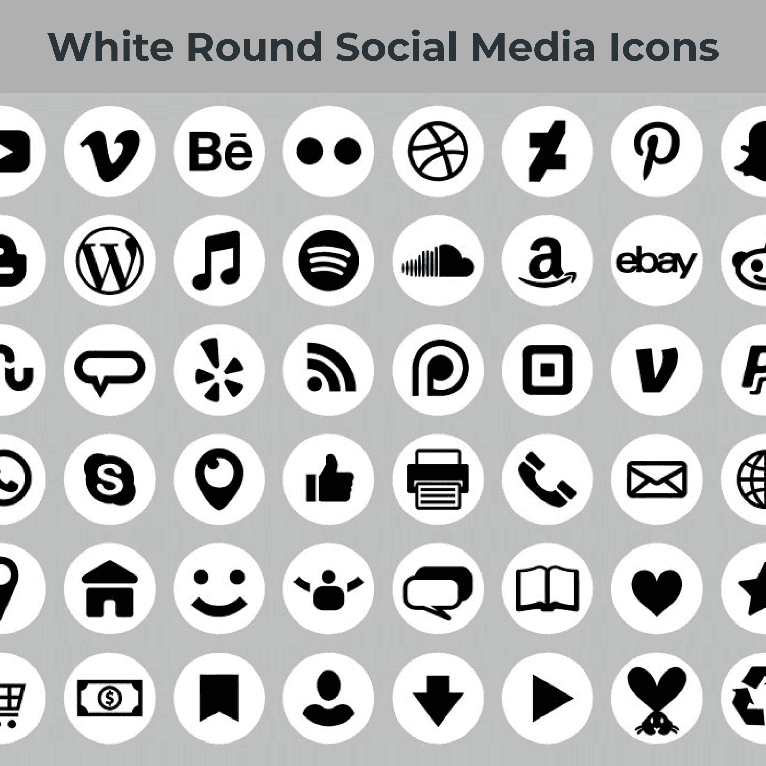 White Round Social Media Icons main cover.