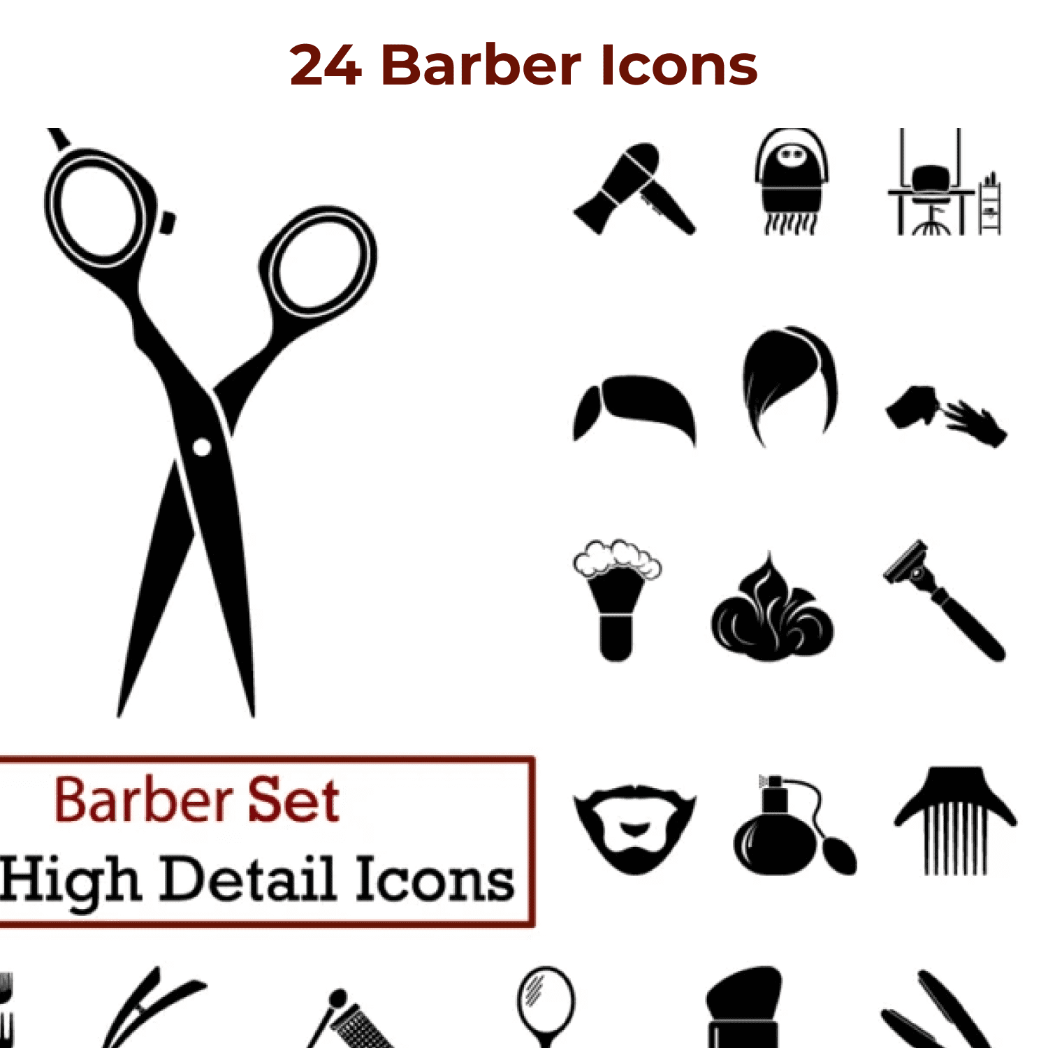 24 Barber Icons main cover.