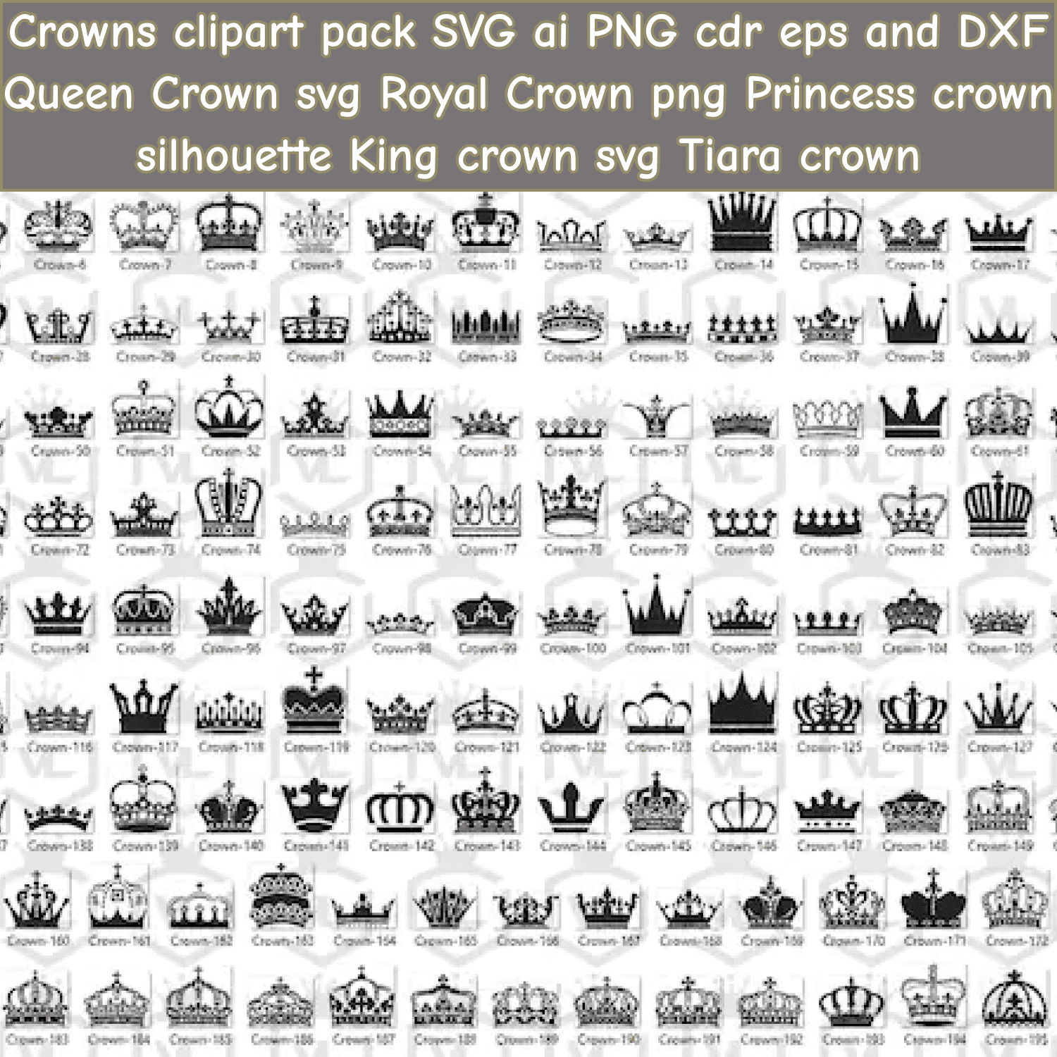 Crowns clipart pack SVG image.